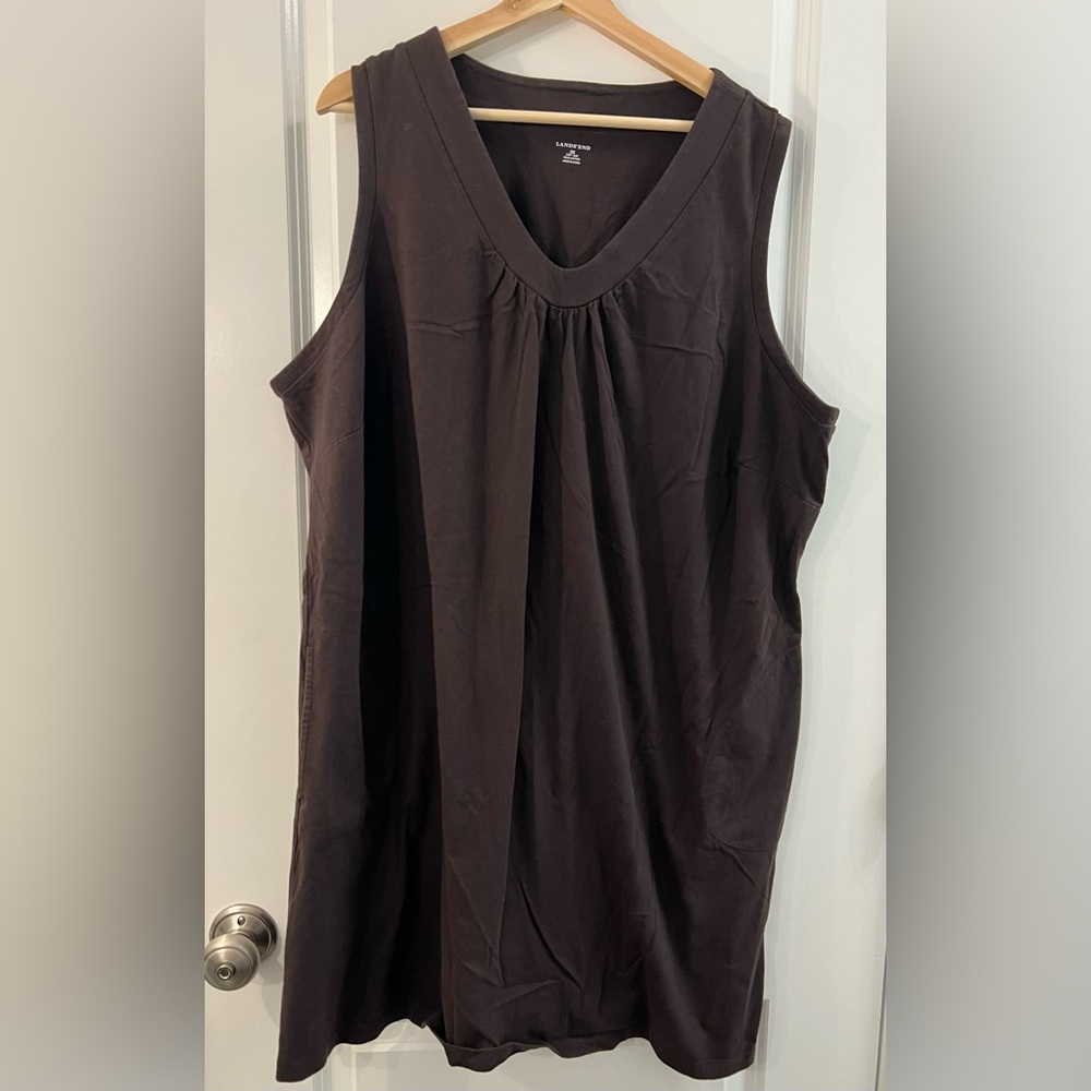 Lands' End Women's Brown Sleeveless Midi Dress